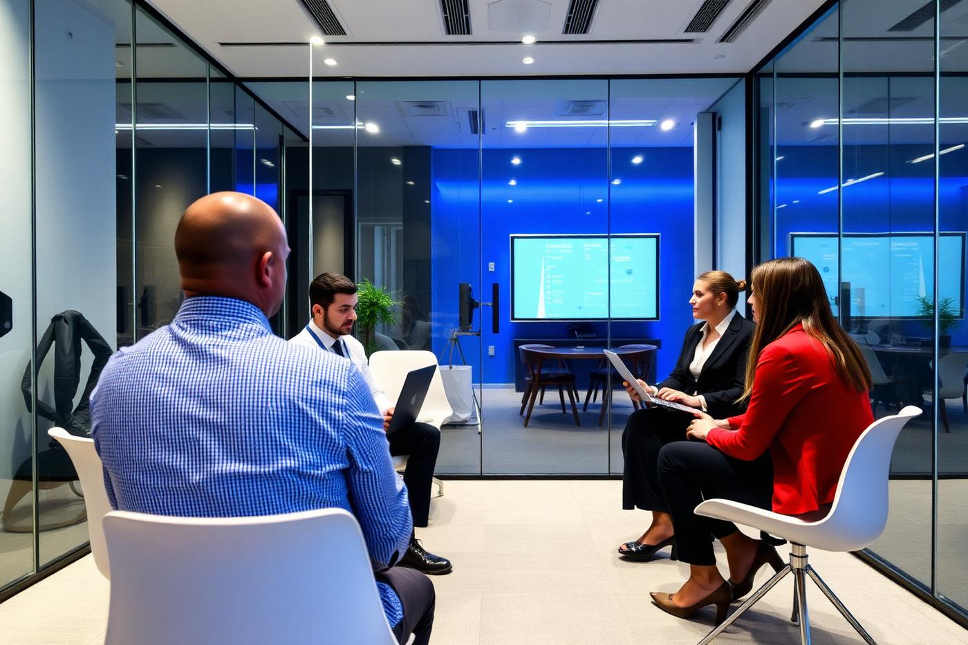 Corporate SAP training session with a small team of professionals